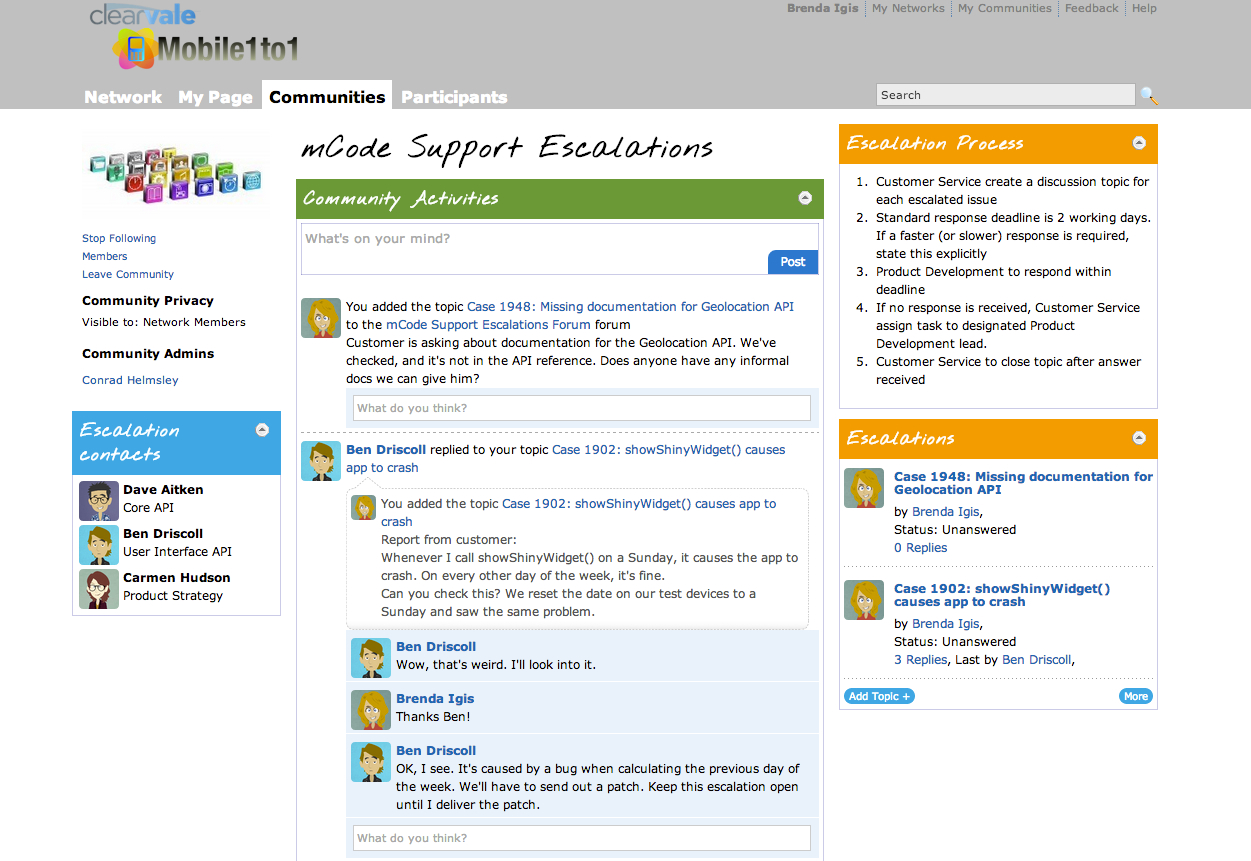 The escalations community